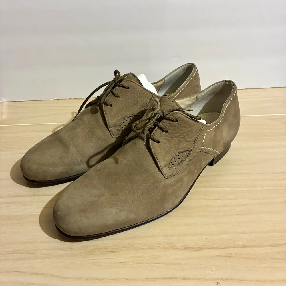 Booker’s Leather Suede Derby Oxford Shoes Sz 42 US8.5 Tan Classic Made in Italy